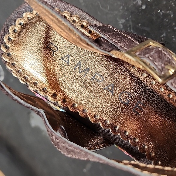 RAMPAGE 7.5M Bridgette Wedge Slingback T Strap Fabric Open Toe Heel - Picture 11 of 11